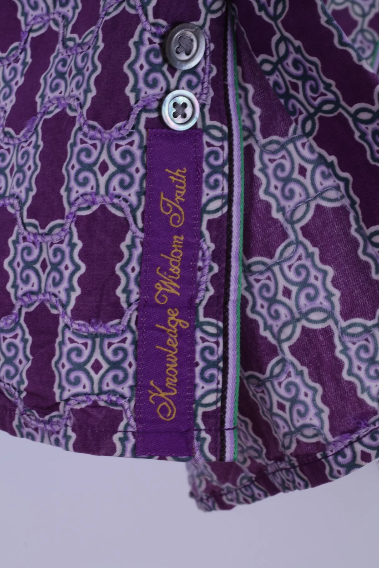 Robert Graham Mens XL Casual Shirt Purple Cotton Trim Silk Long Sleeve Classic Fit