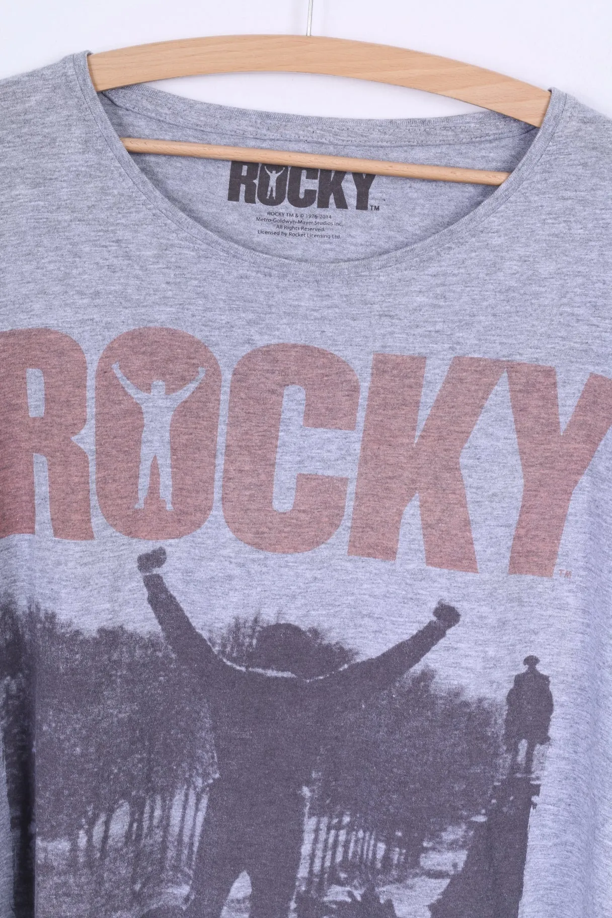 Rocky Mens XXL T-Shirt Grey Cotton Graphic Boxing Rocky Balboa