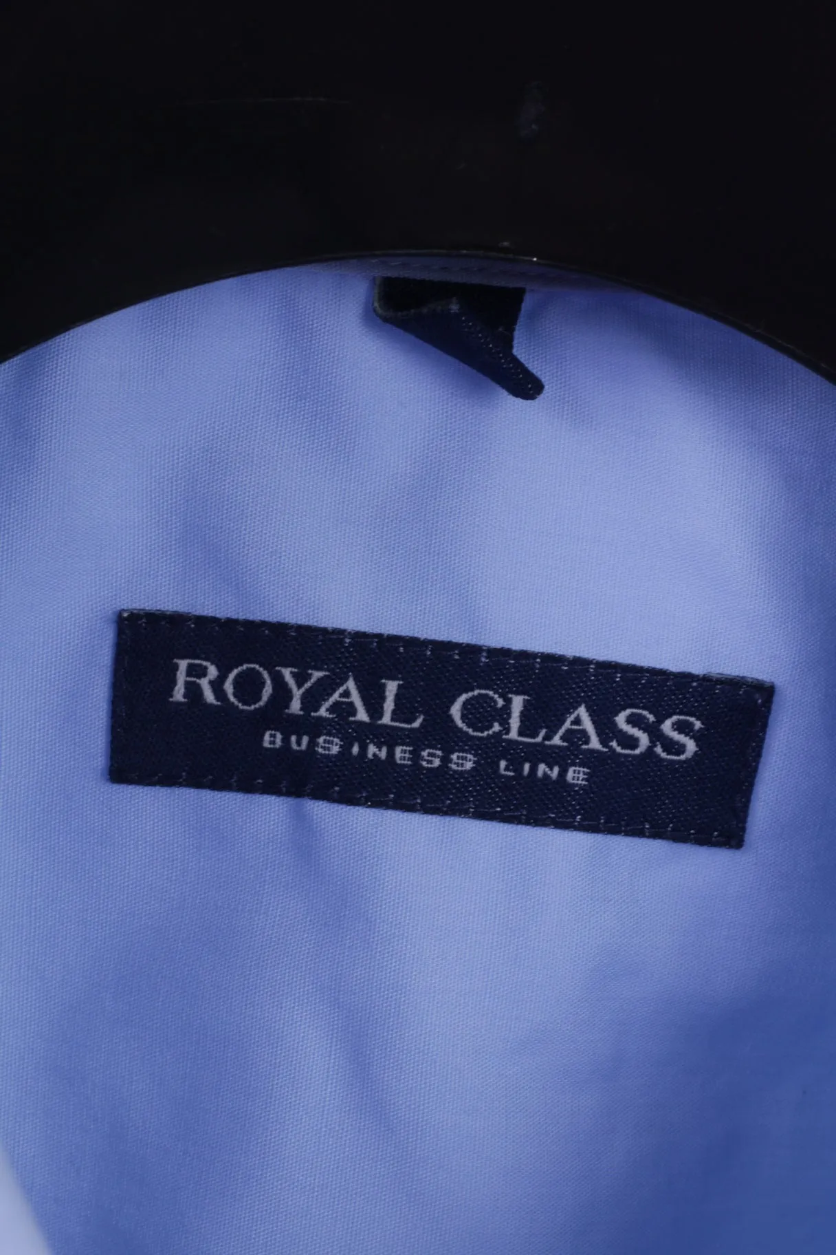 Royal Class Mens 45 XXL Casual Shirt Blue Cotton Business Line Long Sleeve Top
