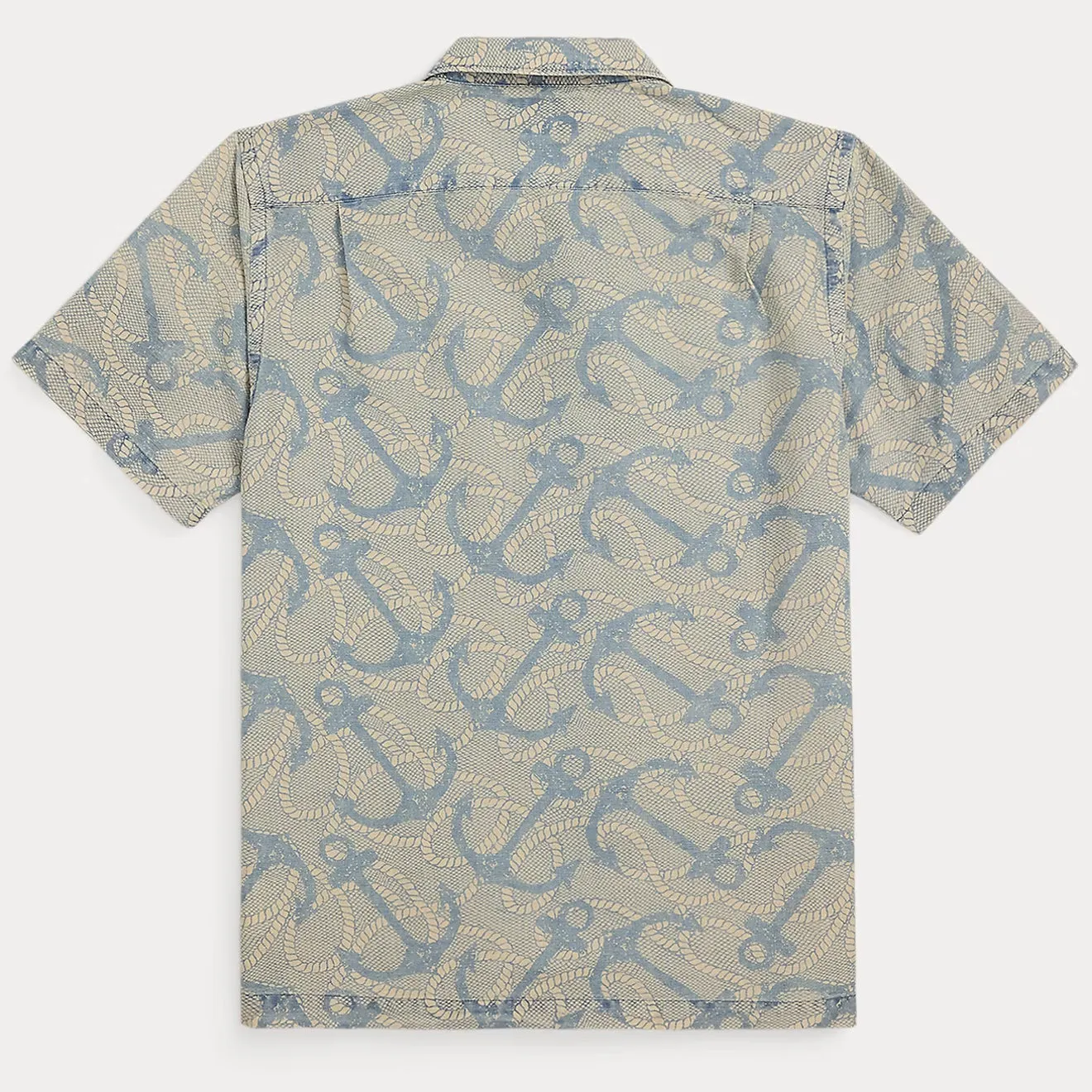 RRL By Ralph Lauren 2 Pocket Camp Short Sleeve Sport Shirt Indigo / Cream Multi
