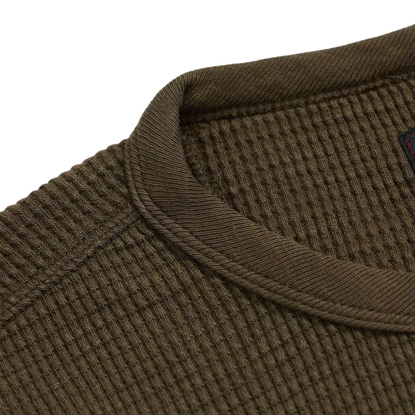 RRL By Ralph Lauren Garment-Dyed Waffle-Knit Crewneck Olive Brown