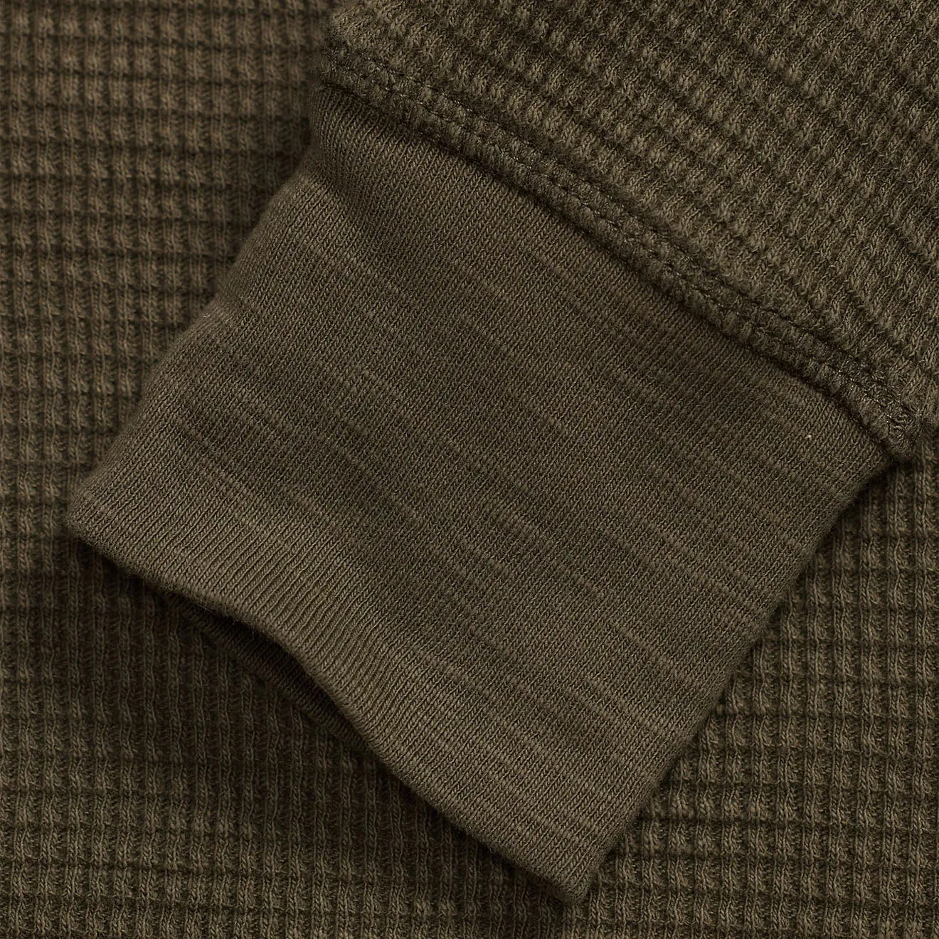RRL By Ralph Lauren Garment-Dyed Waffle-Knit Crewneck Olive Brown