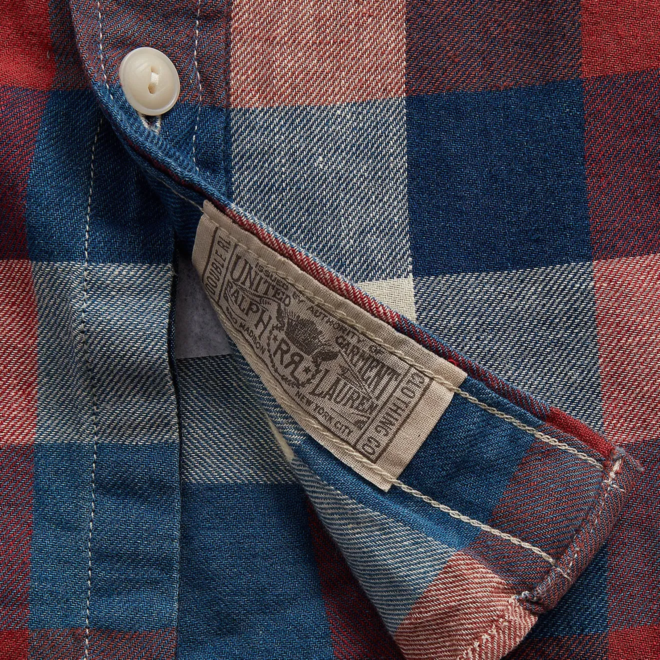 RRL by Ralph Lauren Indigo Plaid Cotton-Linen Workshirt Red/Indigo