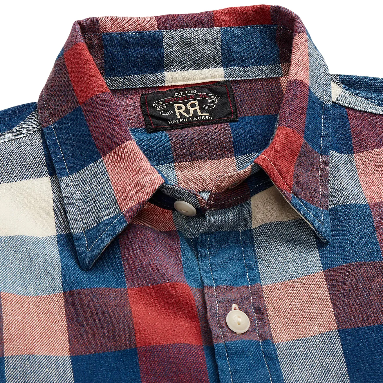 RRL by Ralph Lauren Indigo Plaid Cotton-Linen Workshirt Red/Indigo
