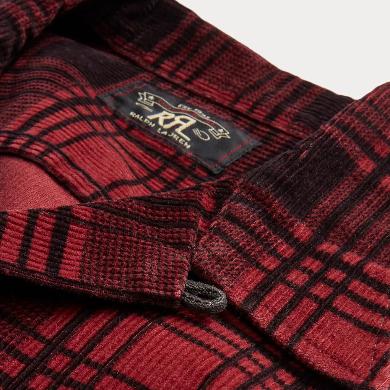 RRL by Ralph Lauren Plaid-Print Corduroy Camp Shirt Red / Black