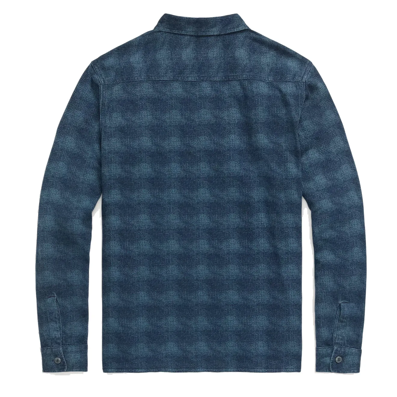 RRL by Ralph Lauren Plaid-Print Jersey Popover Workshirt Navy/Blue