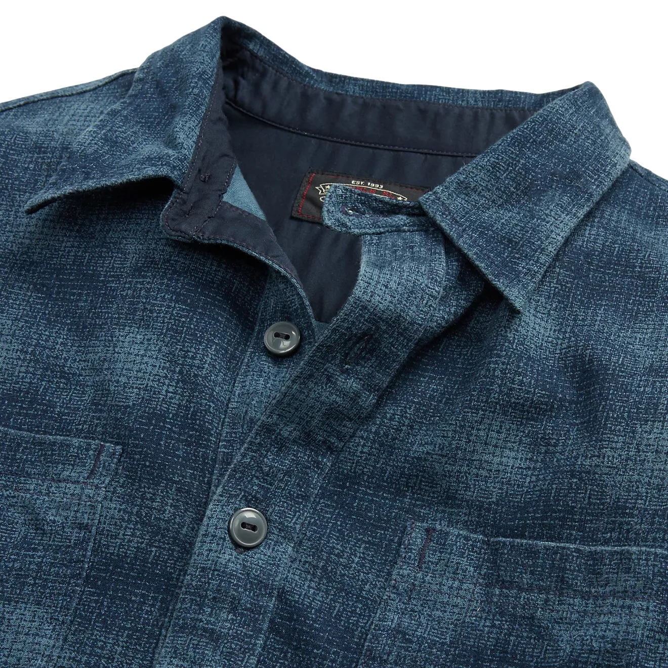 RRL by Ralph Lauren Plaid-Print Jersey Popover Workshirt Navy/Blue