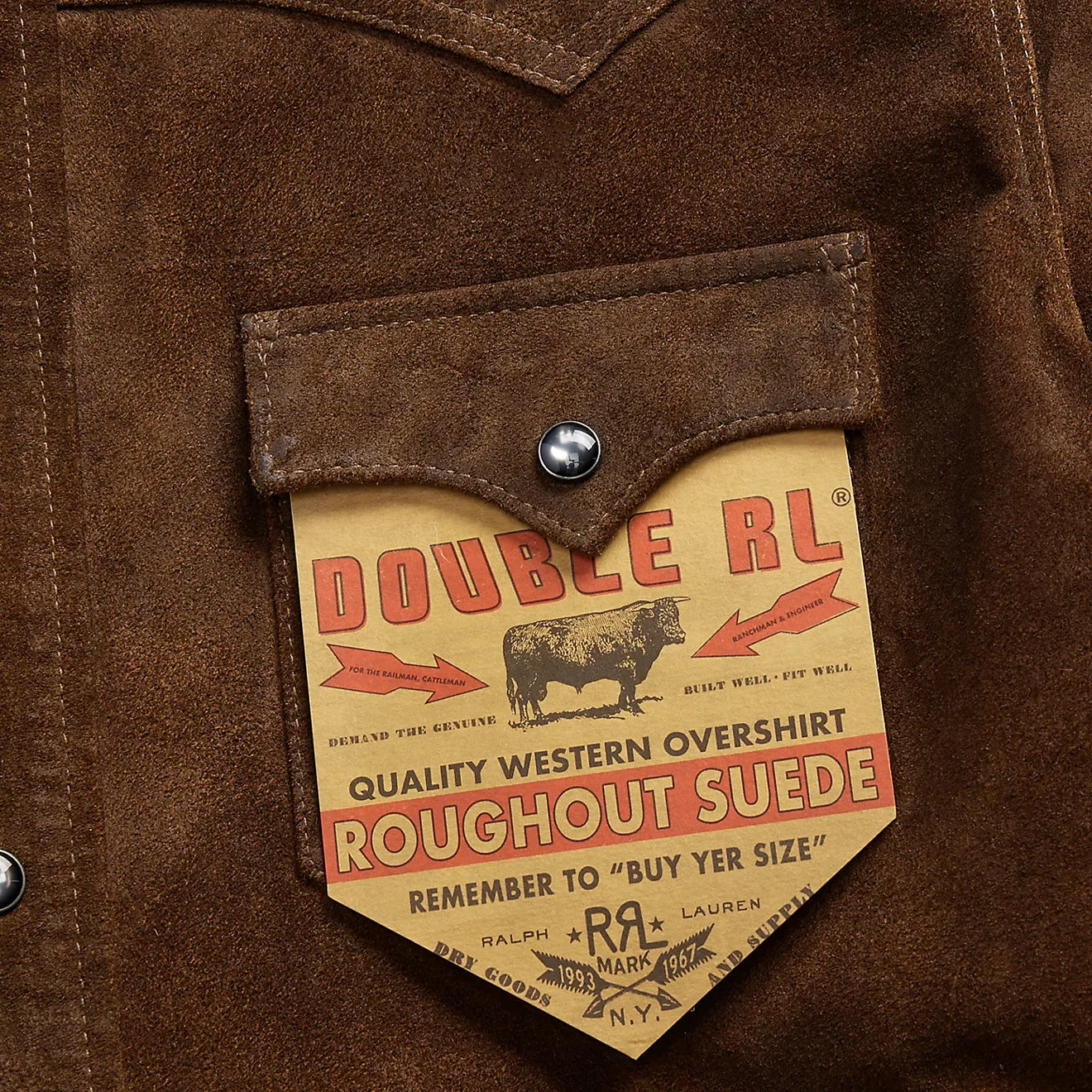 RRL by Ralph Lauren Roughout Suede Western Overshirt Brown