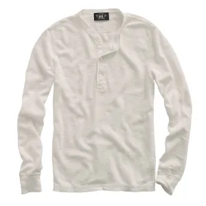RRL By Ralph Lauren Waffle-Knit Henley Shirt Paper White
