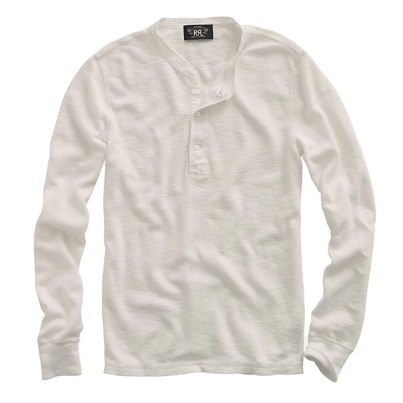 RRL By Ralph Lauren Waffle-Knit Henley Shirt Paper White