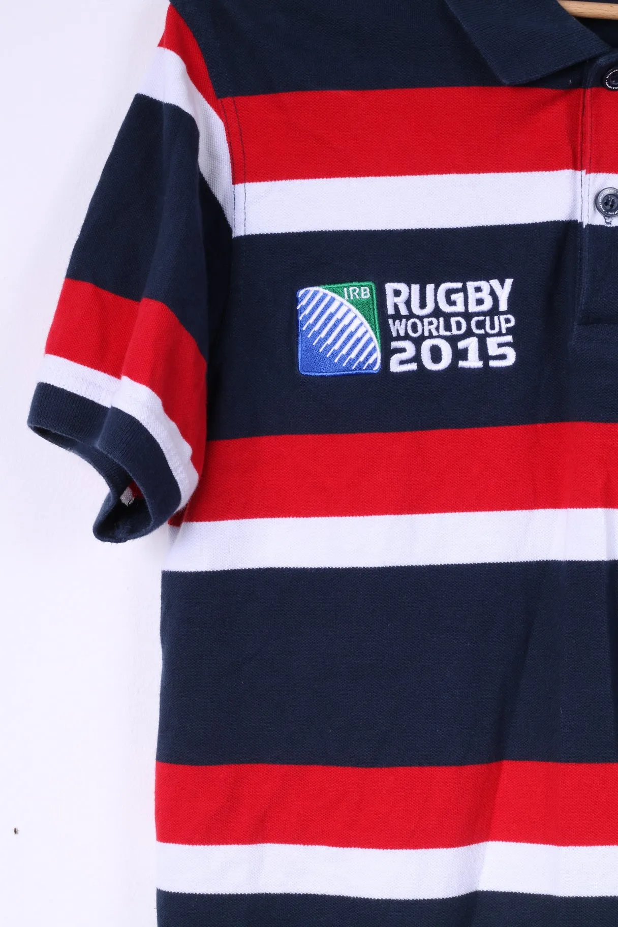 Rugby World Cup 2015 England Rugby Mens M (S) Polo Shirt Striped Cotton Top