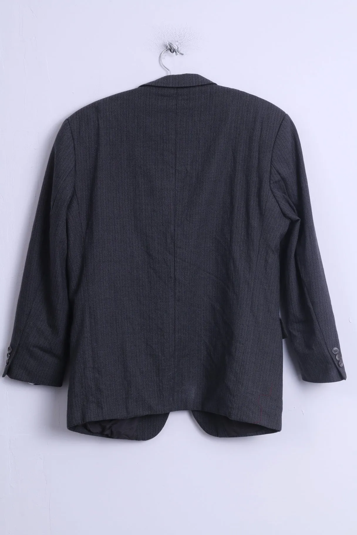 SAKO Mens 24 S Jacket Blue Grey Wool Striped Single Breasted Blazer