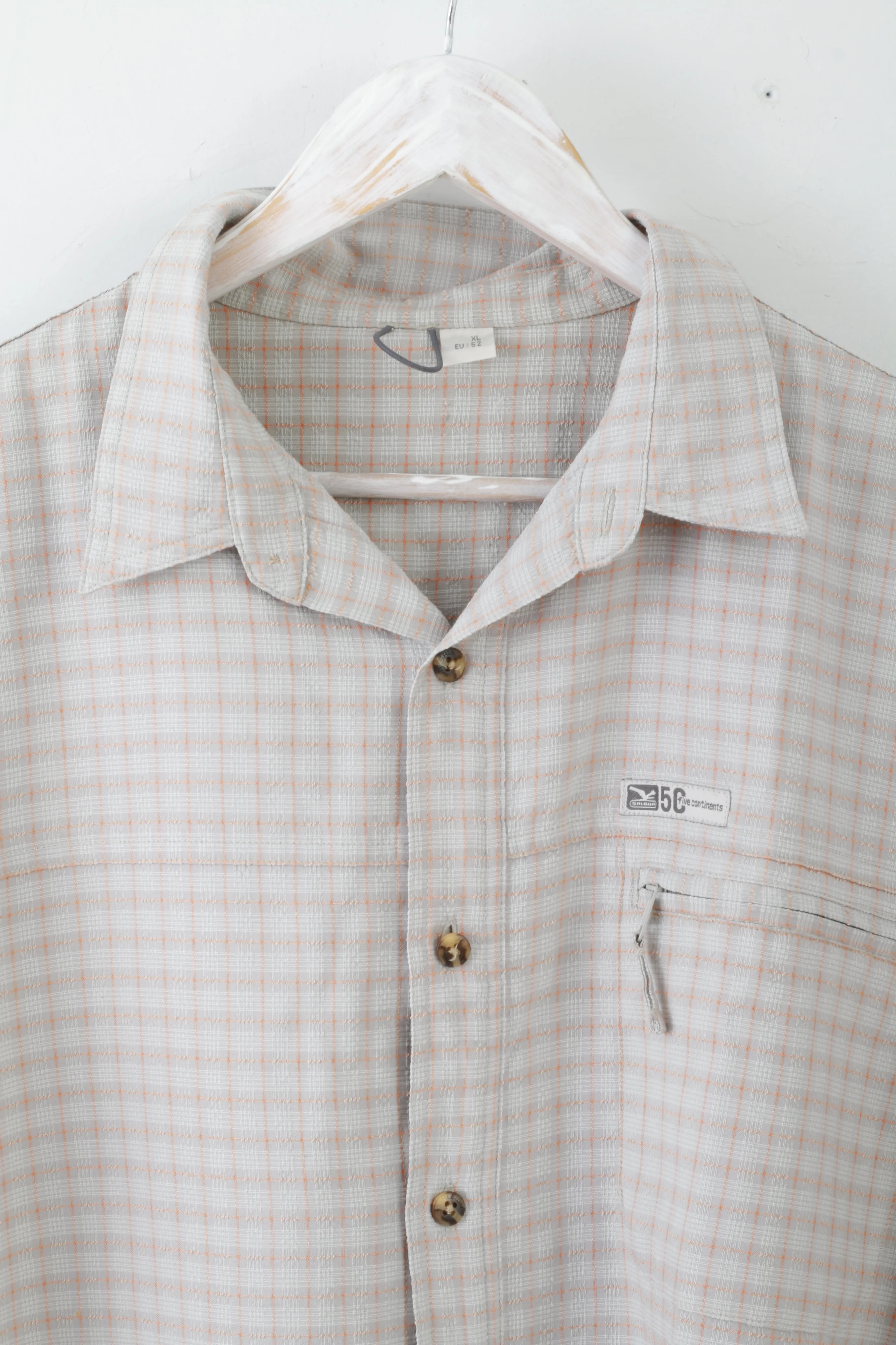 Salewa 5C Five Confidents Mens 52 XL Casual Shirt Short Sleeve Checked Polyester
