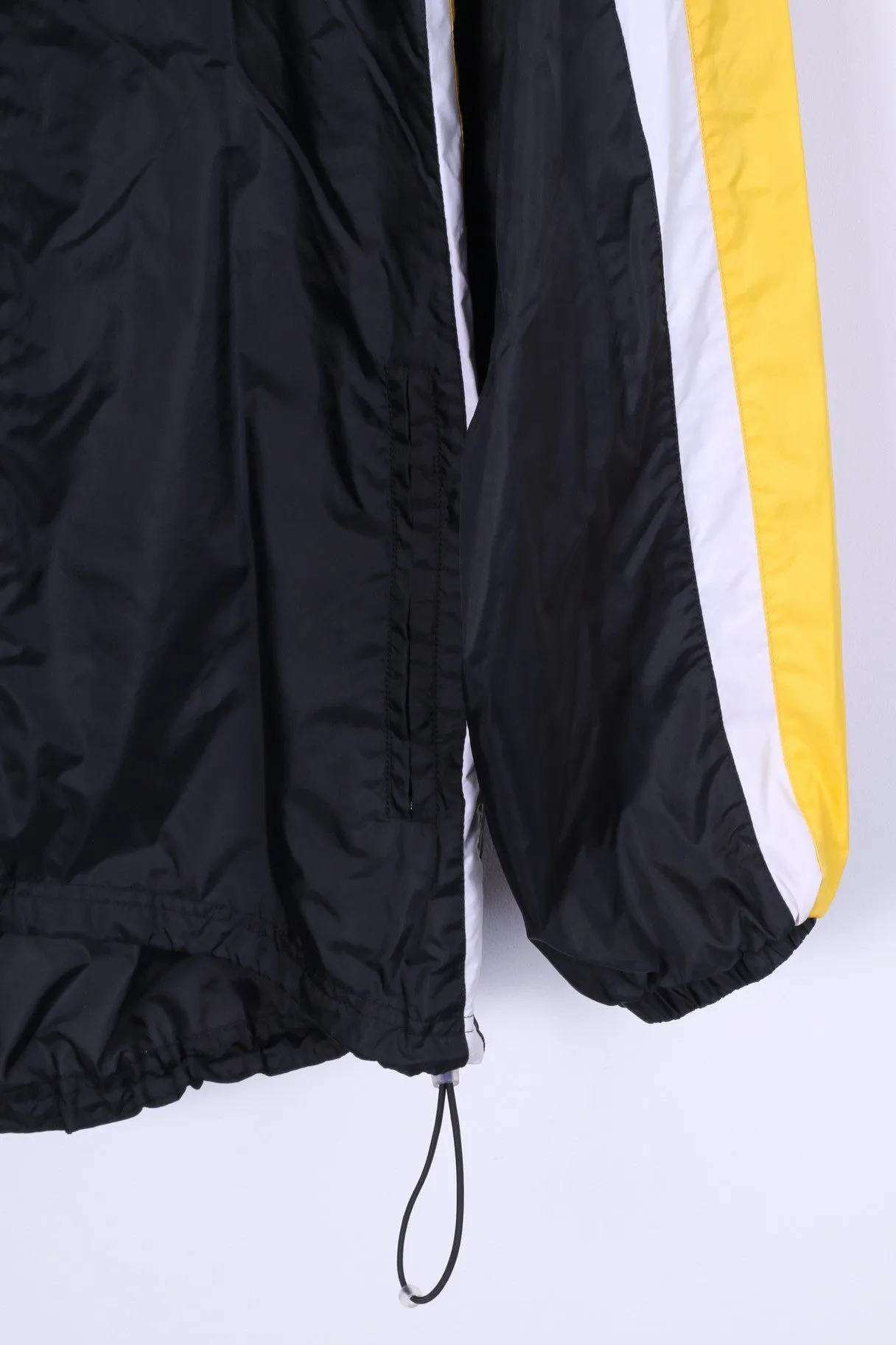 Saller Mens L Jacket Black Nylon Waterproof Hidden Hood Lightweight Training Top