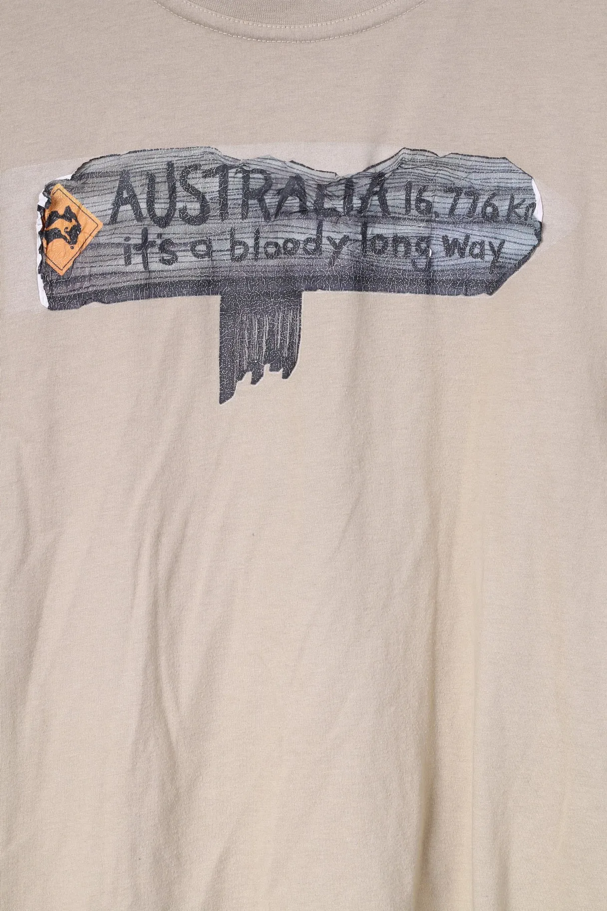 Samsousan Mens M T- Shirt Graphic Australia Way Beige Cotton Top