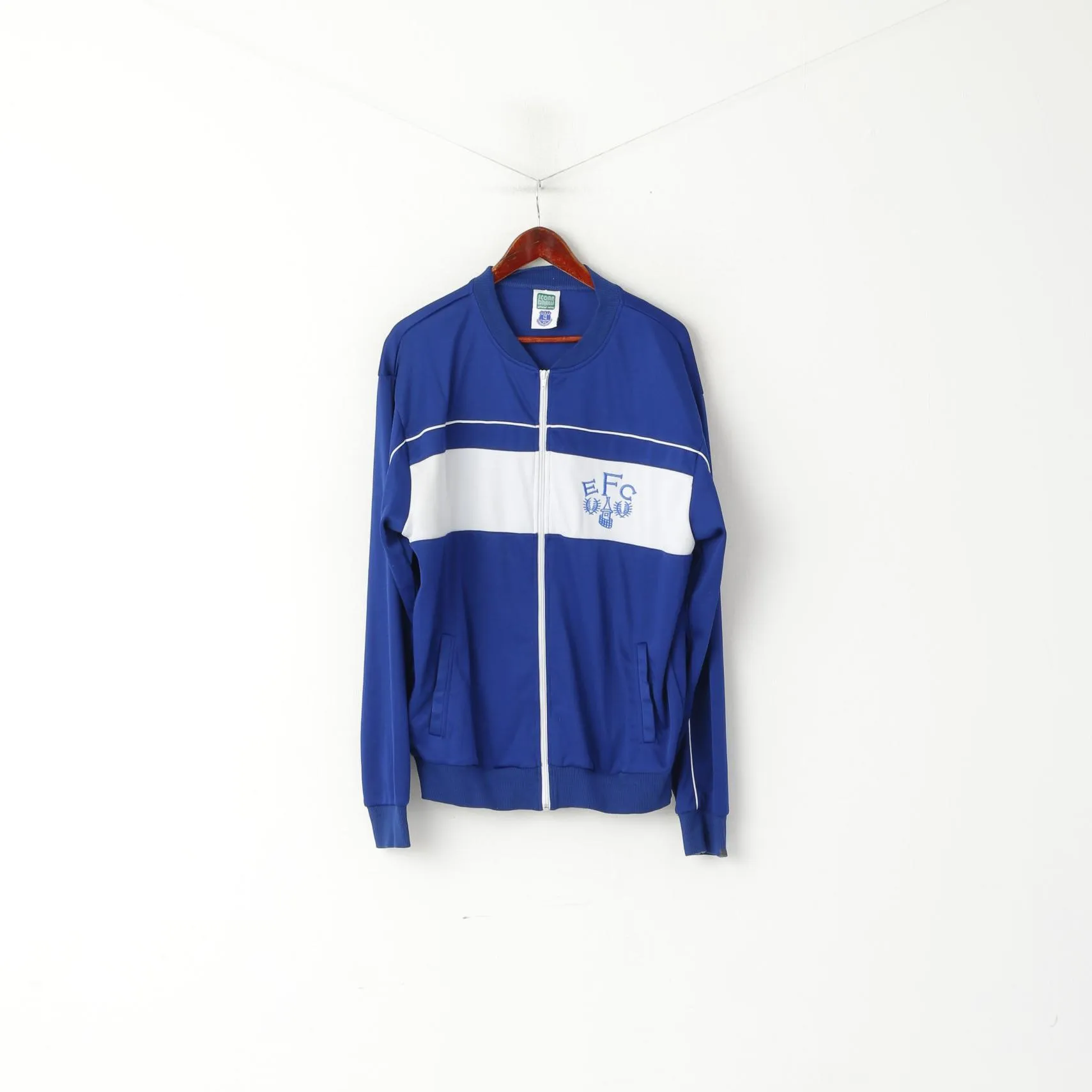 Score Draw Men XXL Sweatshirt Blue Everton Football Zip Up Shiny Track Top