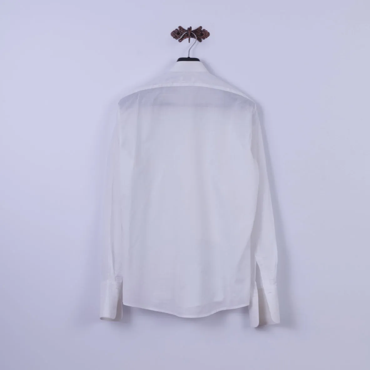 Seidensticker Austria SOIR Mens M Casual Shirt White Cotton Tyrol Long Sleeve Cuff Top