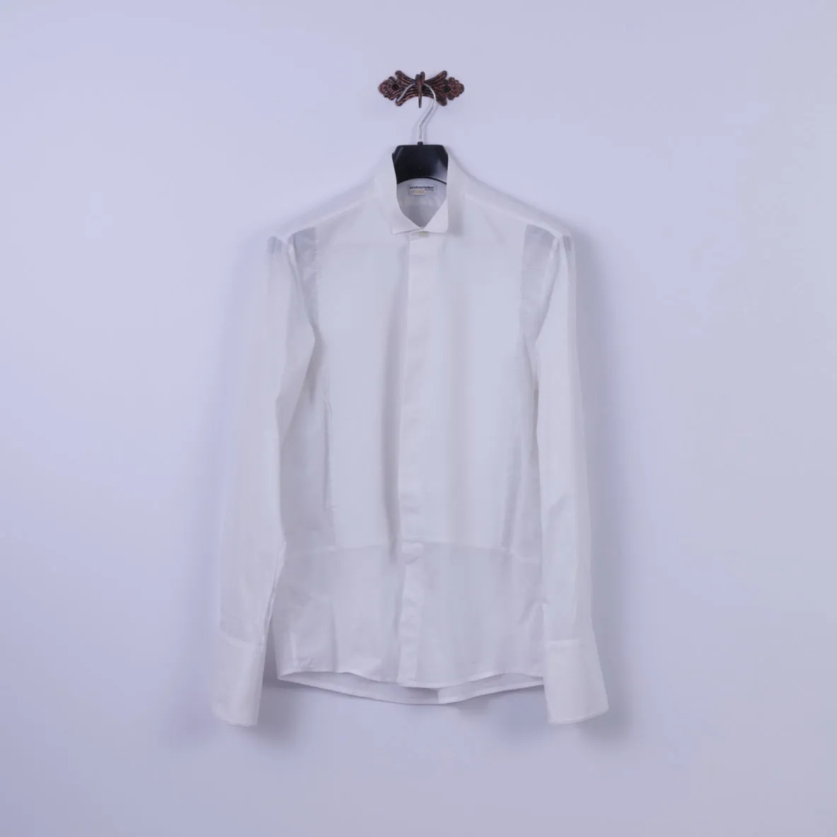 Seidensticker Austria SOIR Mens M Casual Shirt White Cotton Tyrol Long Sleeve Cuff Top