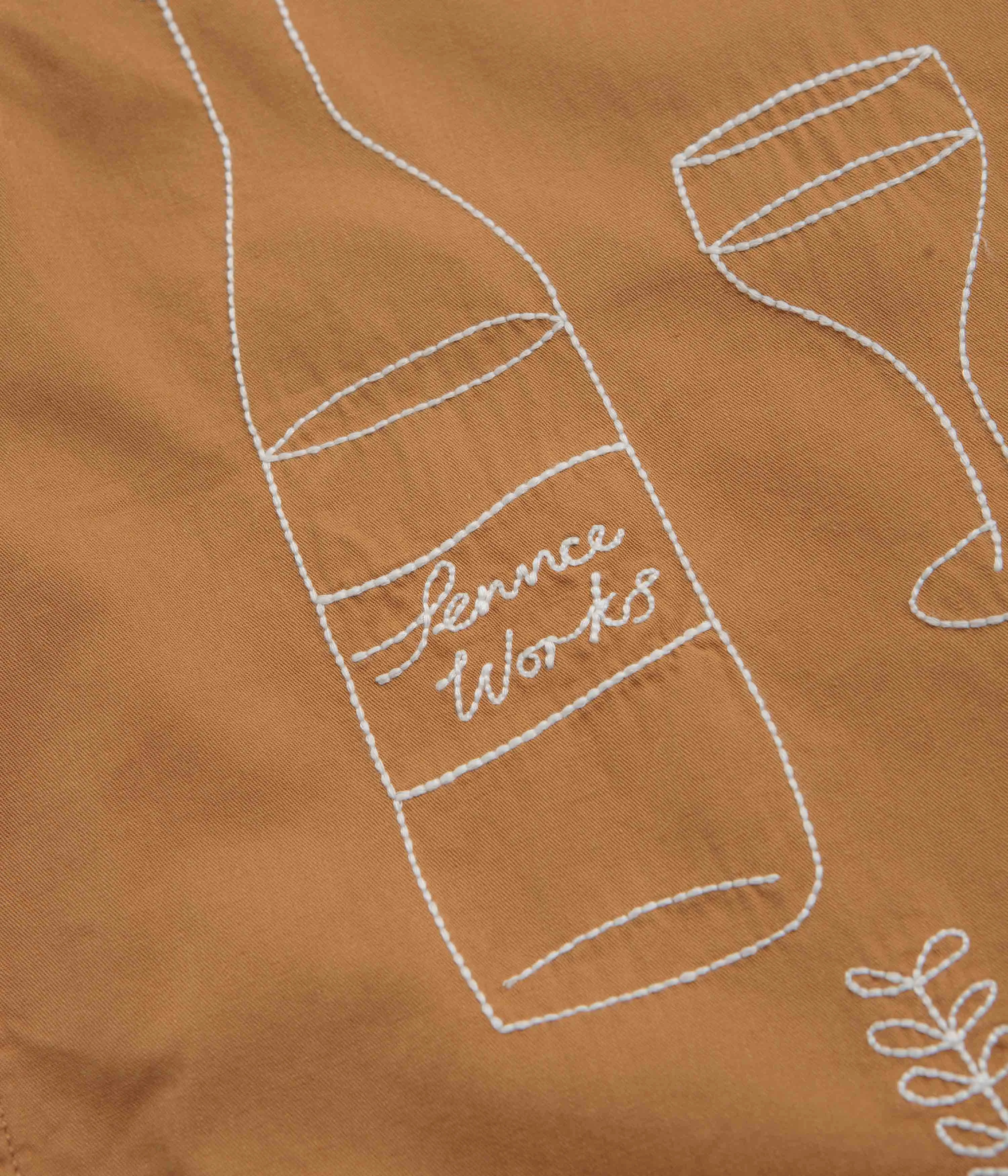 Service Works Light Twill Picnic Short Sleeve Shirt - Burnt Sugar