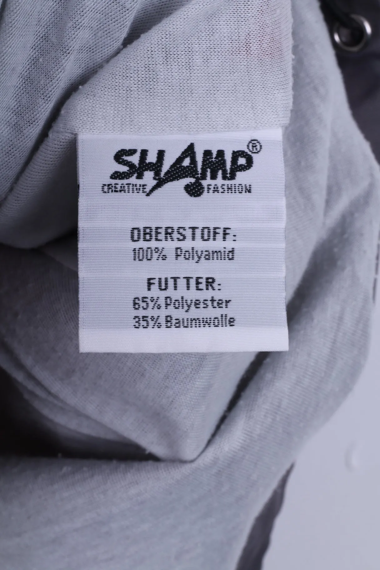 Shamp Mens M Rain Jacket Nylon Grey Lightweight Full Zipper Hidden Hood Unisex
