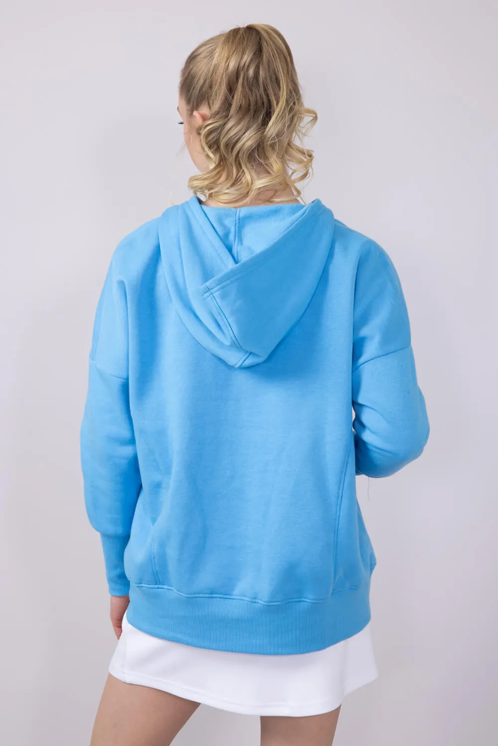 Simply Southern Oversized ½ Snap Hoodie for Women in Blue | PP-0125-HD-SNAP-CYAN
