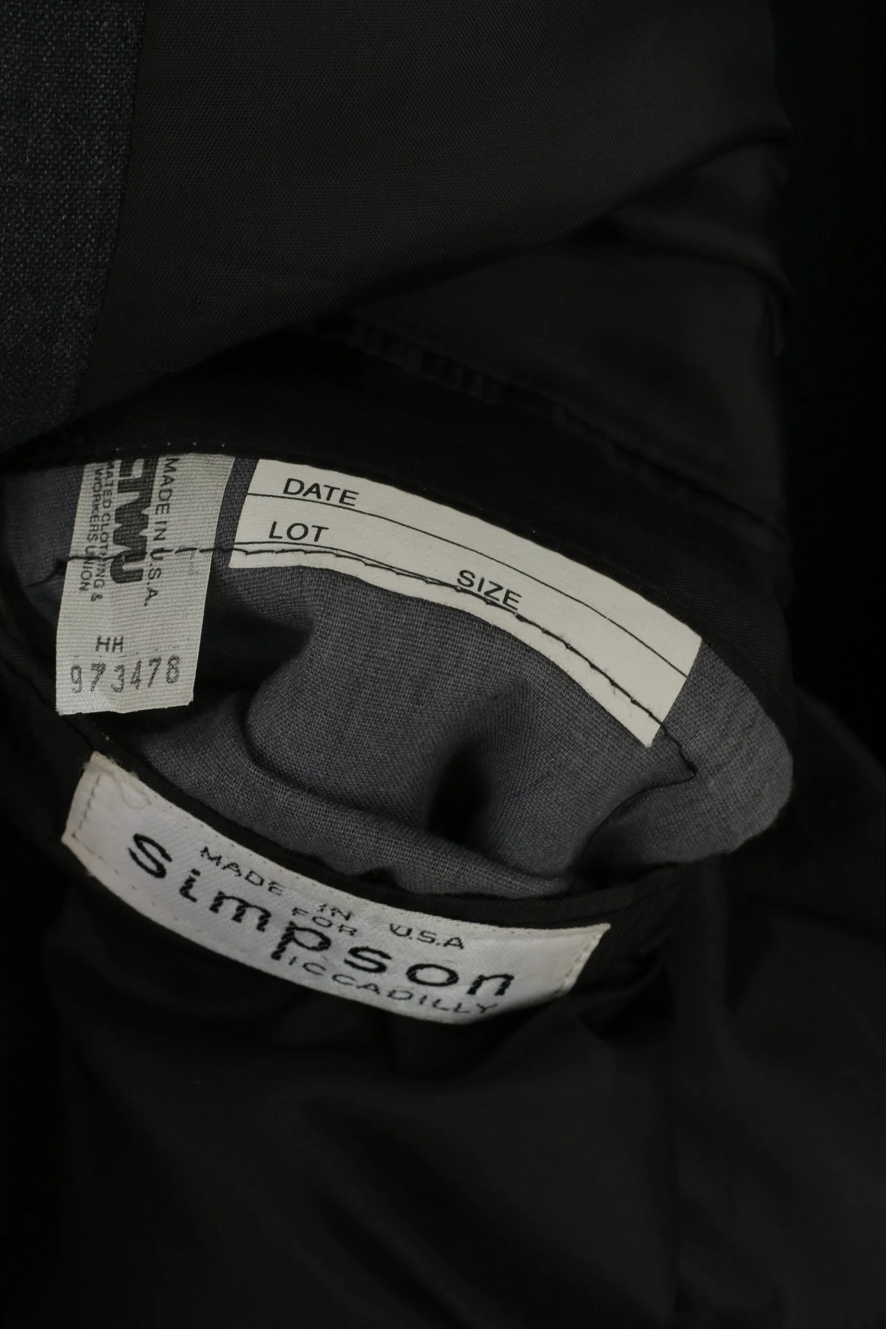 Simpson Piccadilly Mens 42 Blazer Dark Grey U.S.A  Single Breasted Jacket