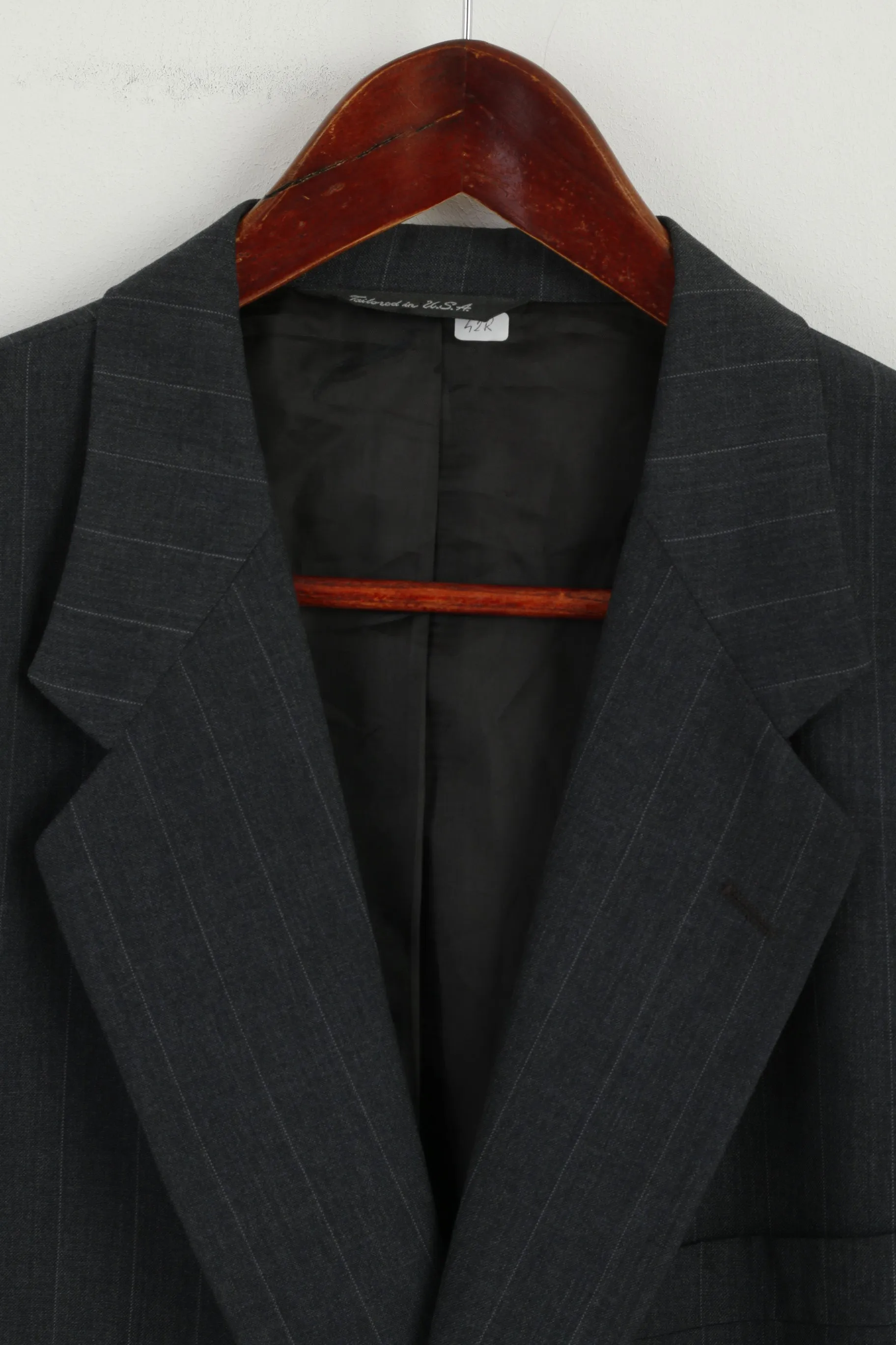 Simpson Piccadilly Mens 42 Blazer Dark Grey U.S.A  Single Breasted Jacket