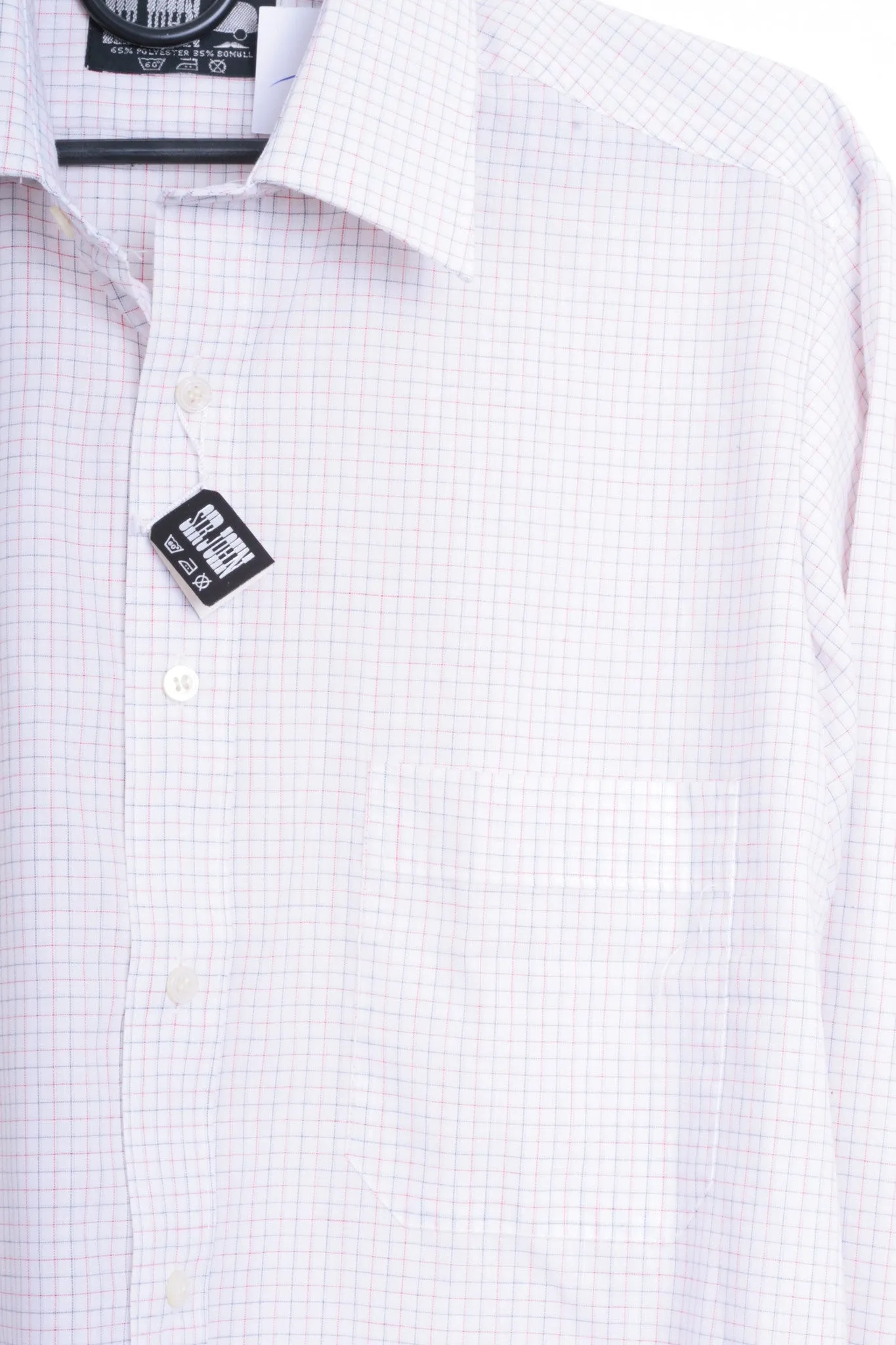 Sir John Mens 38 M Casual Shirt Check White