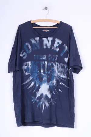 Sonneti Mens 4XL (2XL) T-Shirt Graphic Navy Crew Neck Cotton Summer Top Bonelli A/W 2009