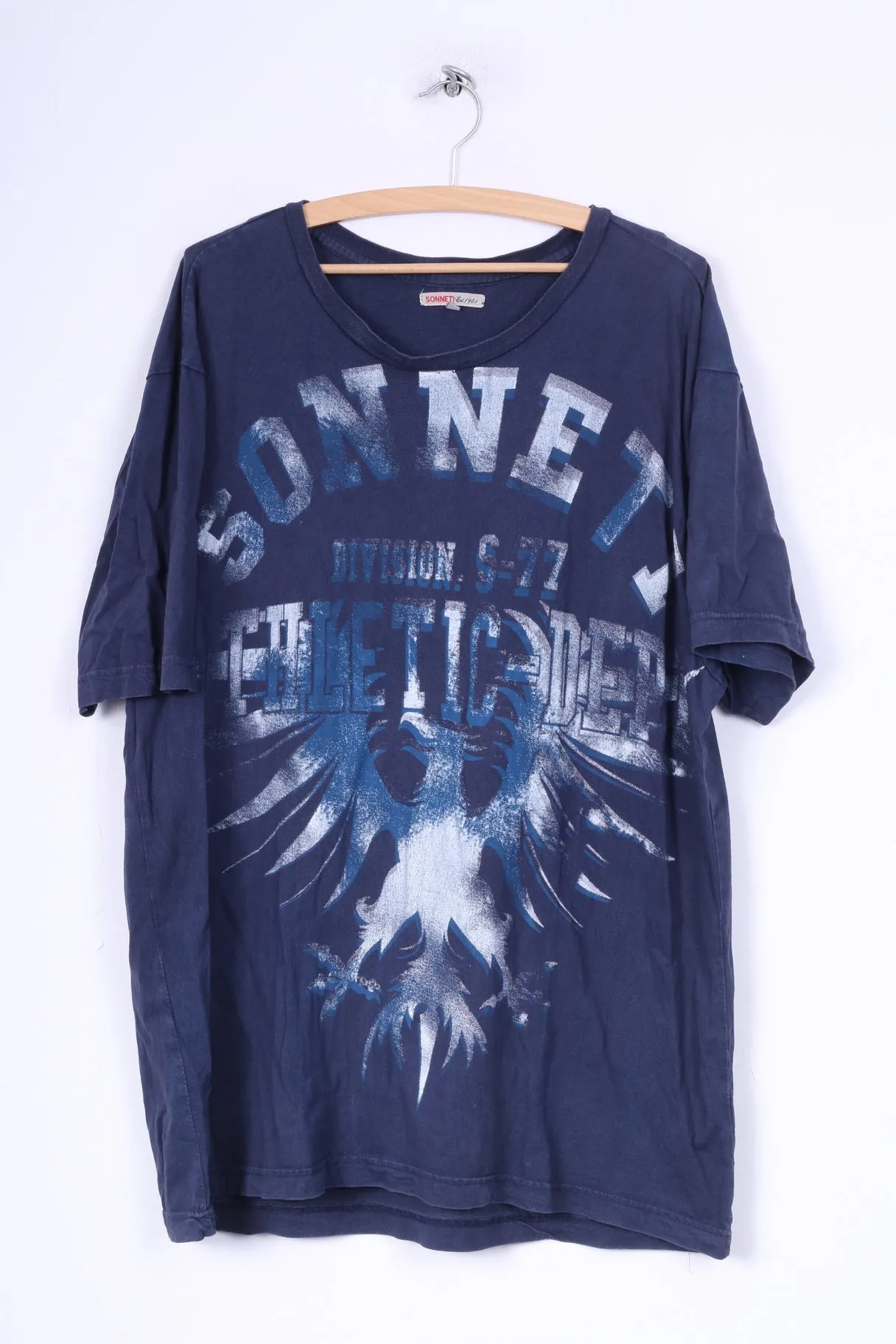 Sonneti Mens 4XL (2XL) T-Shirt Graphic Navy Crew Neck Cotton Summer Top Bonelli A/W 2009
