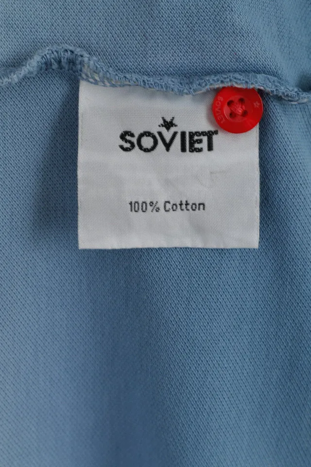 Soviet Mens L (M) Polo Shirt Red Faded Three Colours Cotton Top