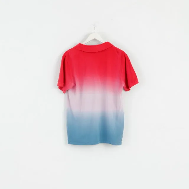 Soviet Mens L (M) Polo Shirt Red Faded Three Colours Cotton Top