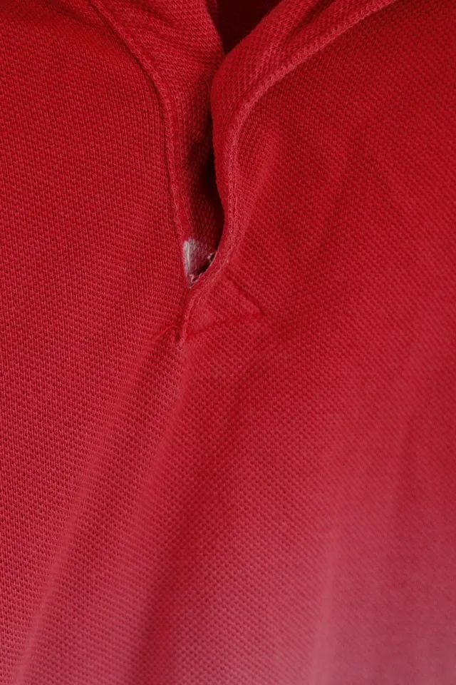Soviet Mens L (M) Polo Shirt Red Faded Three Colours Cotton Top