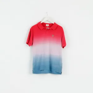 Soviet Mens L (M) Polo Shirt Red Faded Three Colours Cotton Top