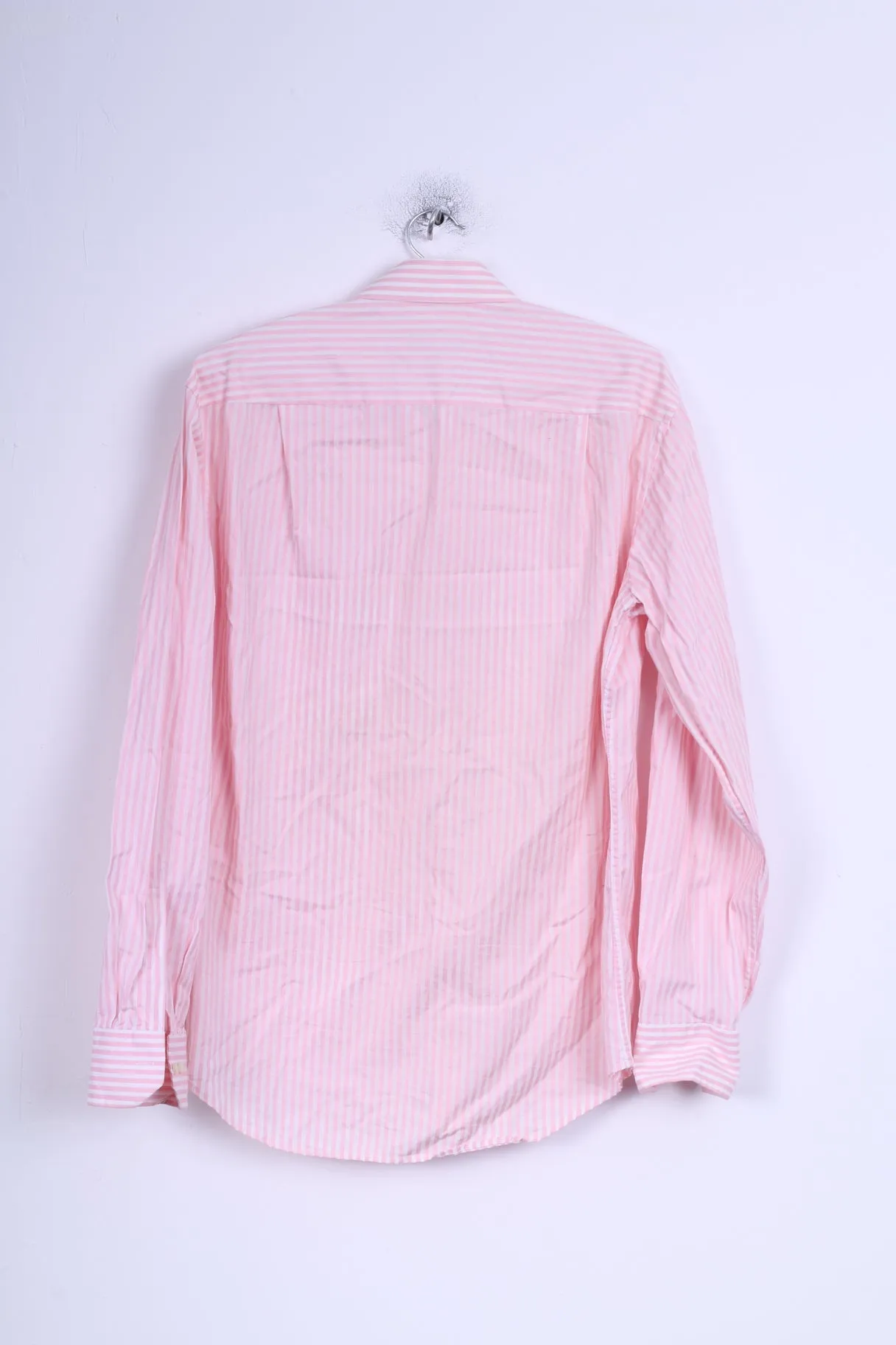Strellson Mens 40 15 3/4 S Casual Shirt Cotton Pink Striped Long Sleeve