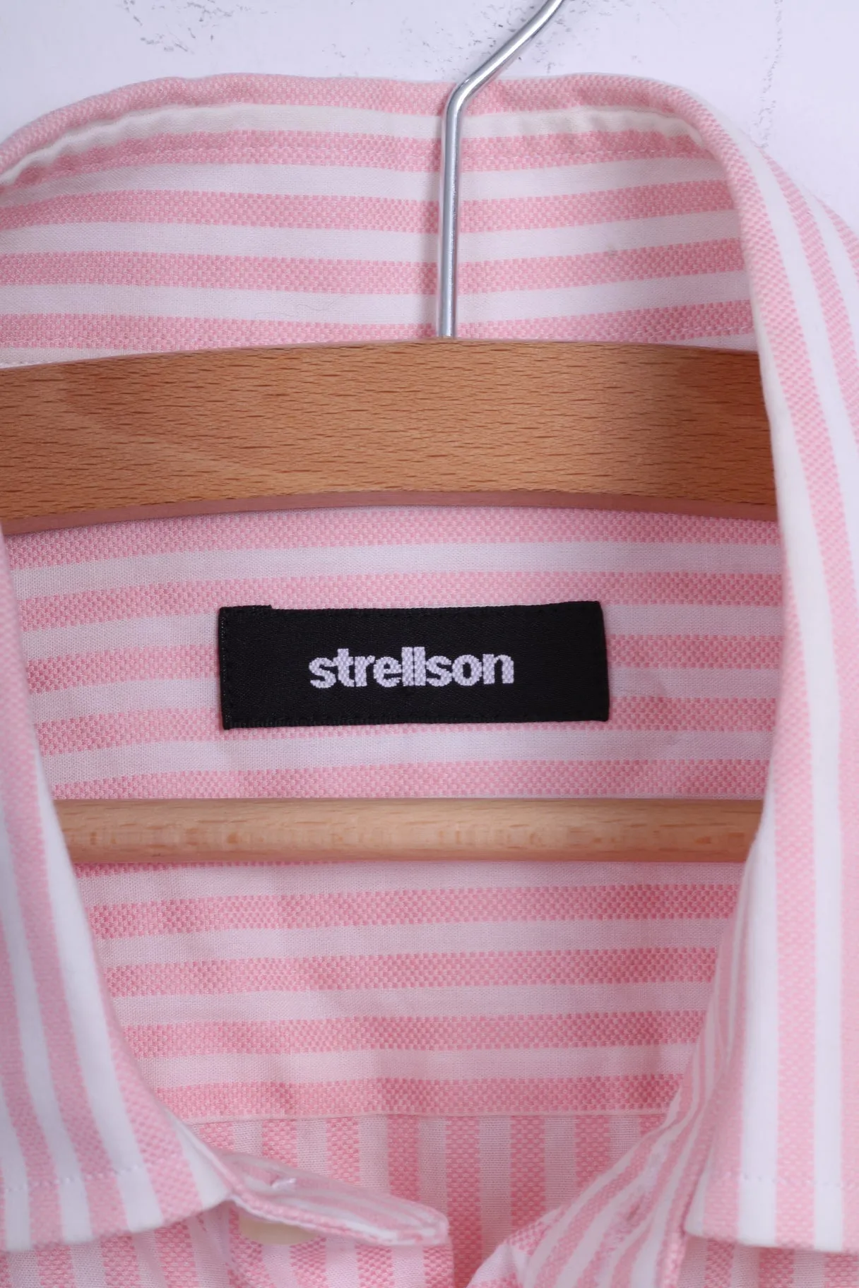 Strellson Mens 40 15 3/4 S Casual Shirt Cotton Pink Striped Long Sleeve