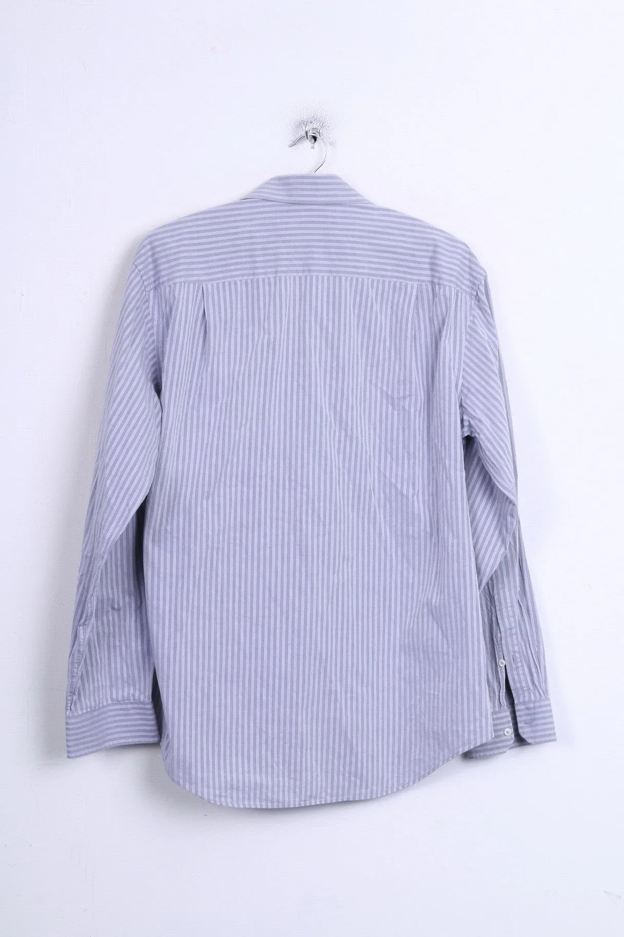 Strellson Mens 41 16 Casual Shirt Striped Cotton Grey Standard Collar