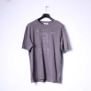 Sunderland AFC Mens L T-Shirt Grey Cotton Logo Football Club Top