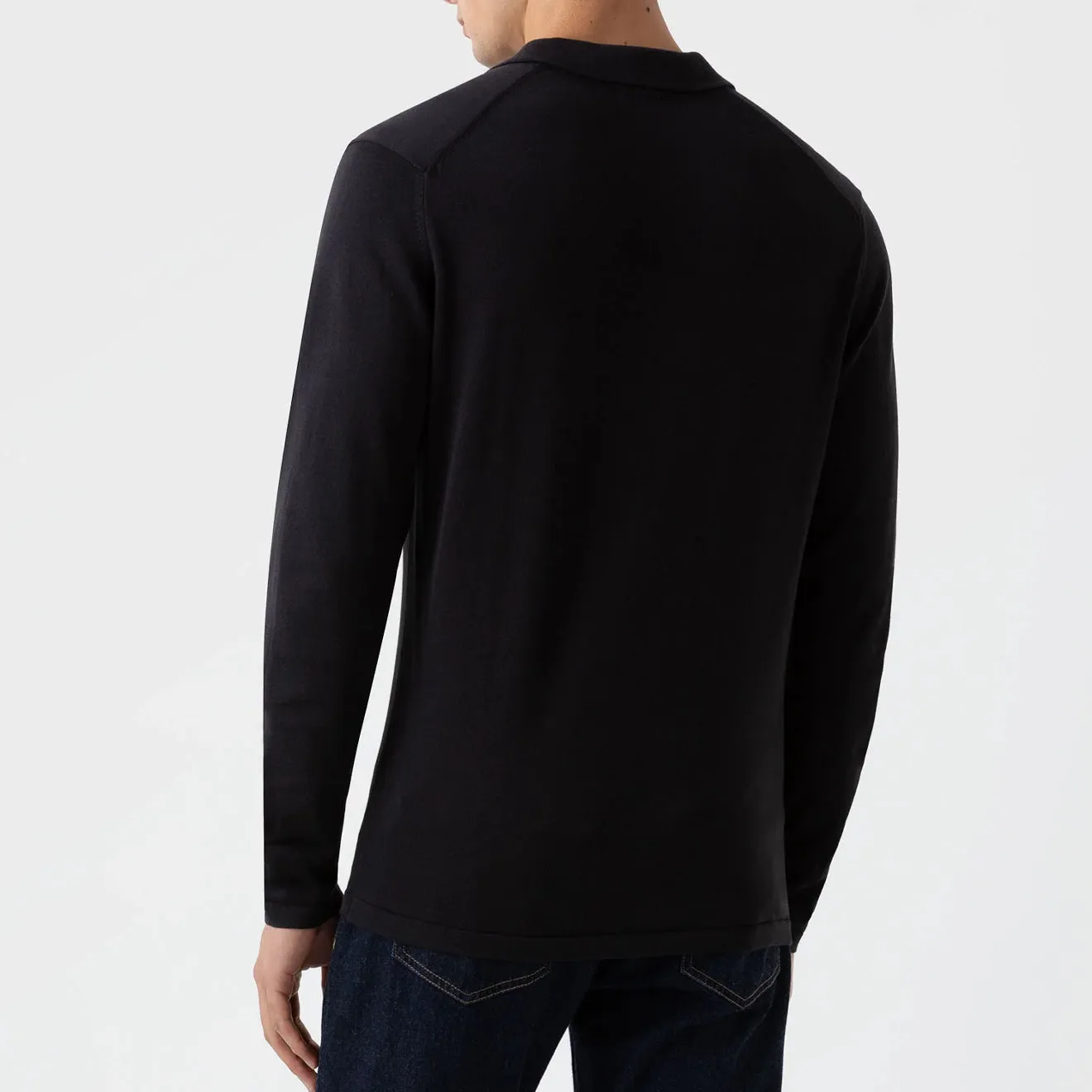 Sunspel Sea Island L/S Polo Knitwear Black