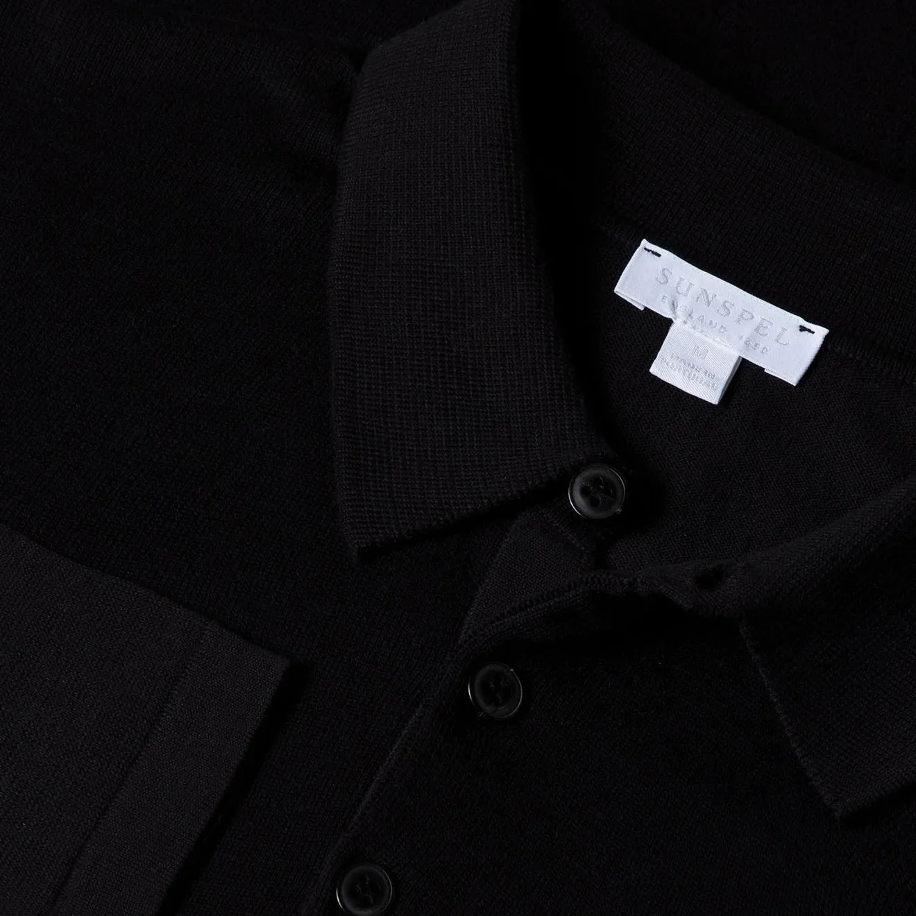 Sunspel Sea Island L/S Polo Knitwear Black
