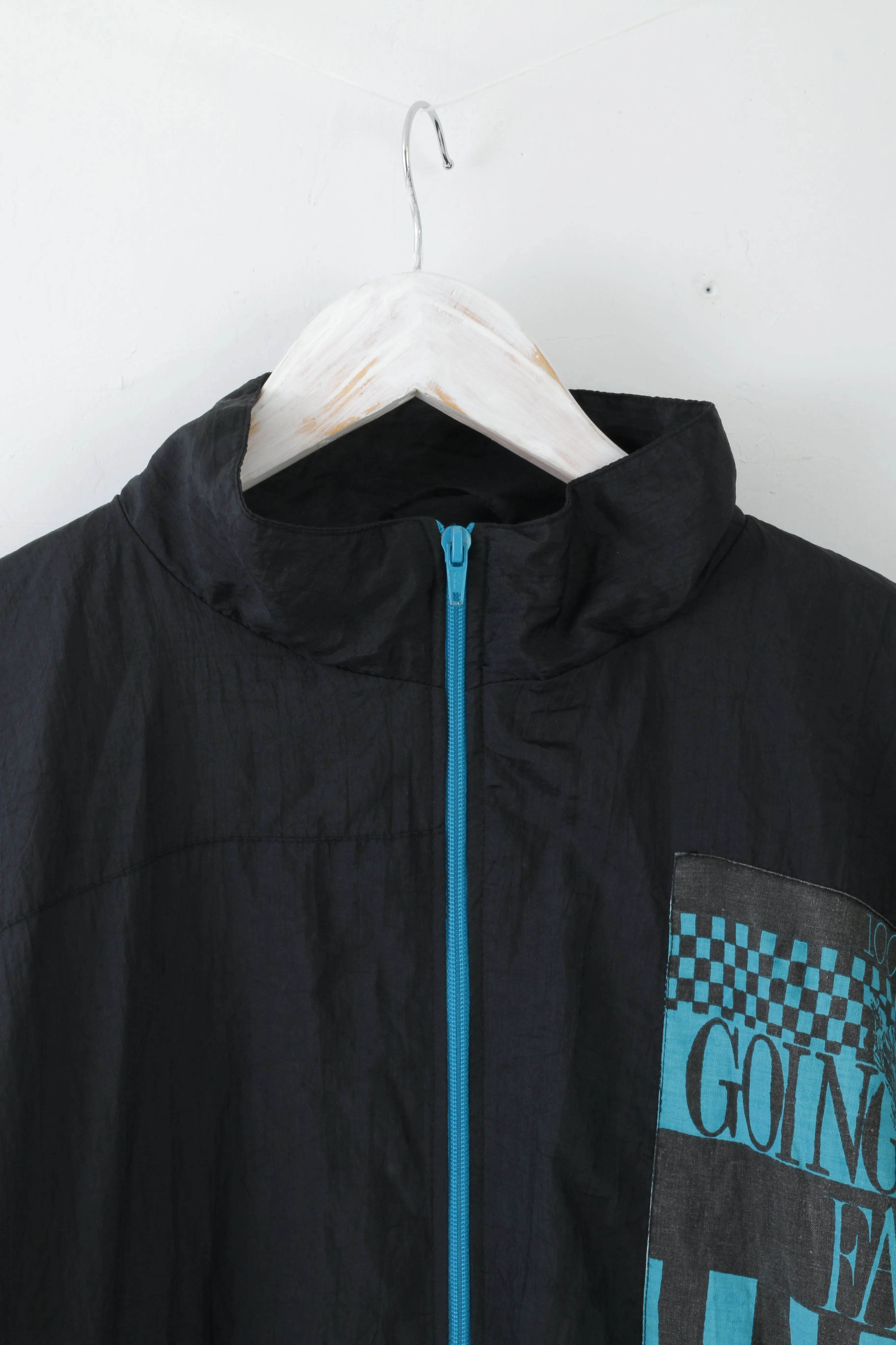 Super Champ Mens XL Vintage Jacket Full Zipper Sport Black Going Fast