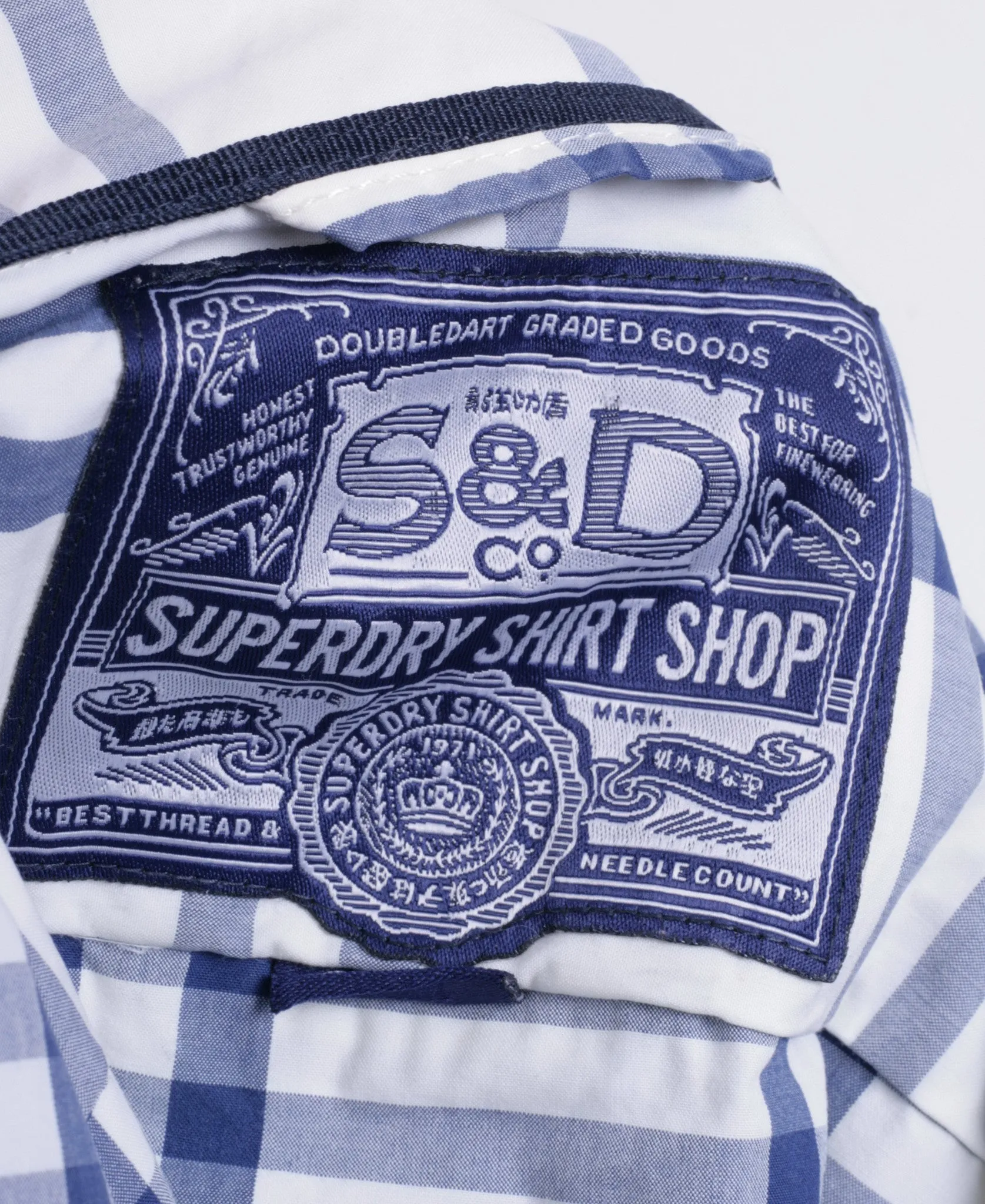 Superdry Mens L Casual Shirt White Check Cotton Long Sleeve
