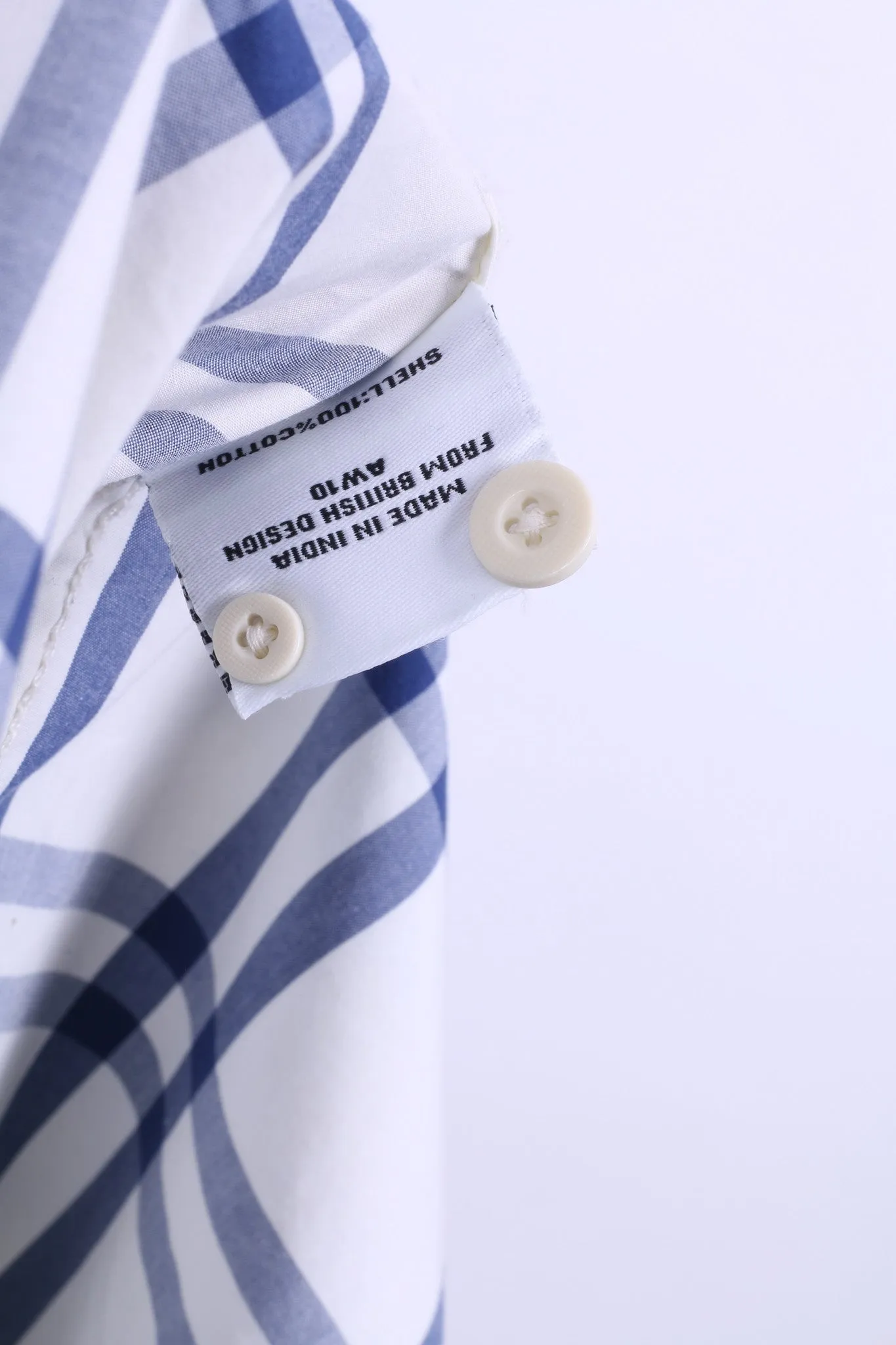 Superdry Mens L Casual Shirt White Check Cotton Long Sleeve