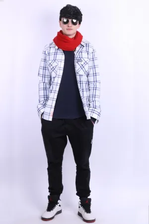 Superdry Mens L Casual Shirt White Check Cotton Long Sleeve