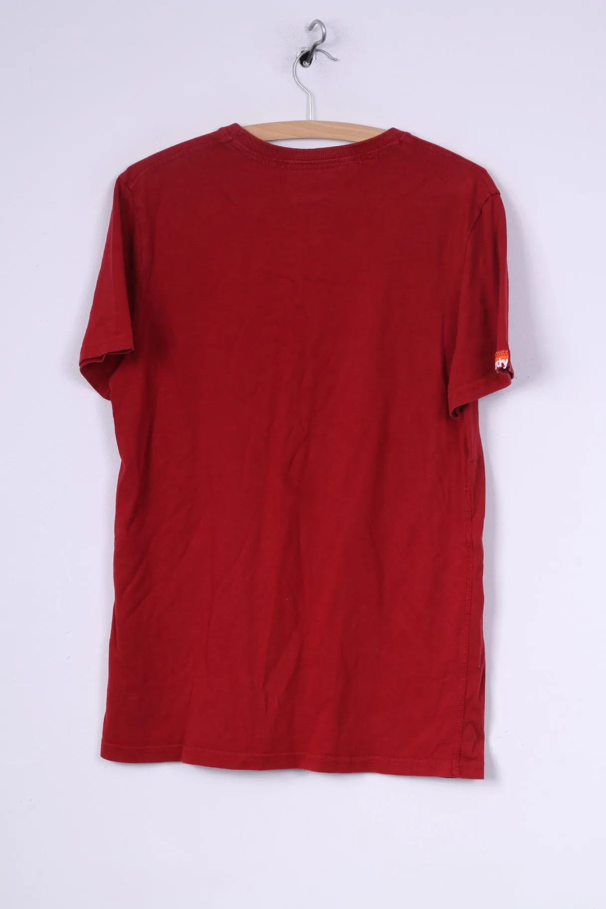 Superdry Mens L T-Shirt Graphic Cotton Red Crew Neck Top