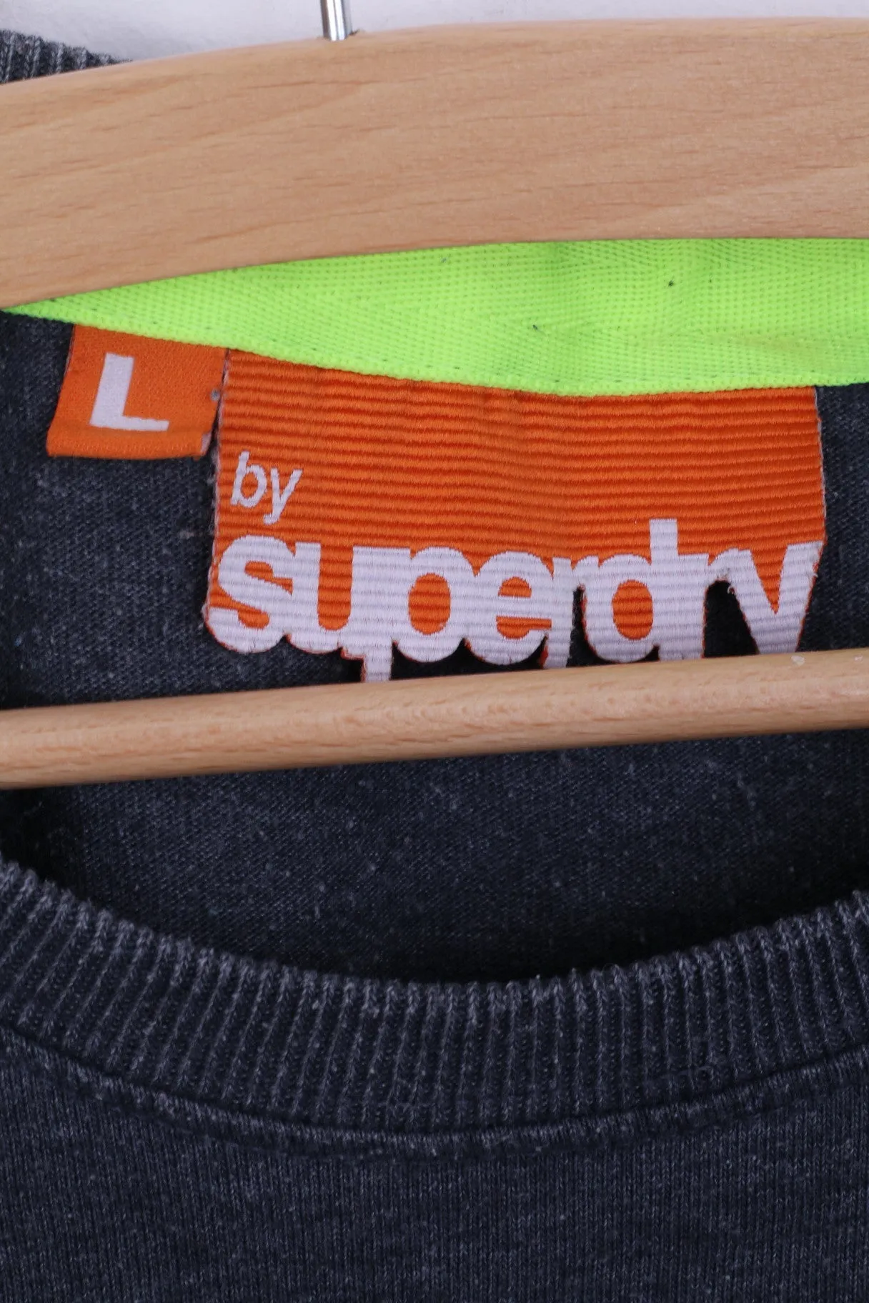 Superdry Mens L T-Shirt Grey Cotton Crew Neck