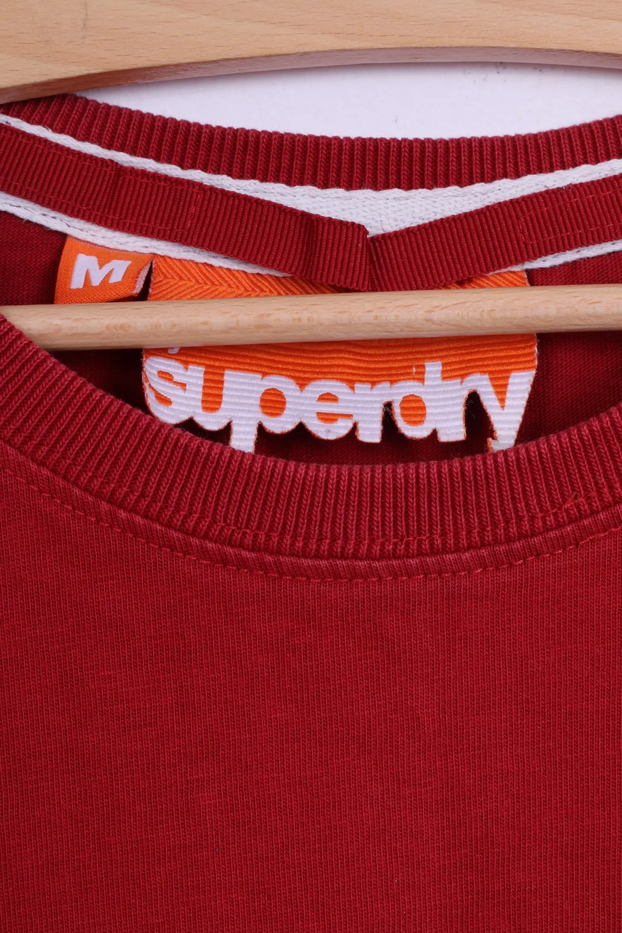 Superdry Mens M (S) T-Shirt Red Cotton Japan Graphic Crew Neck Top