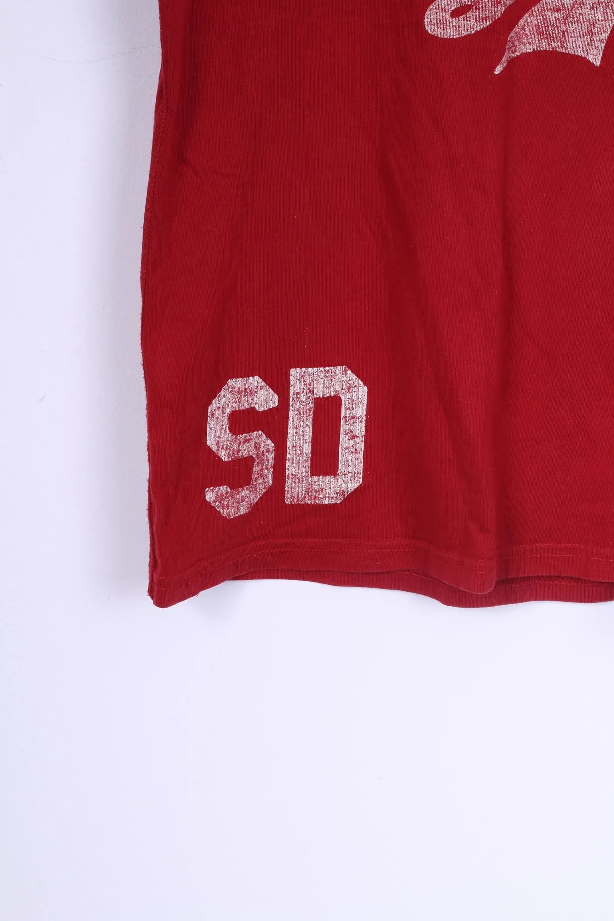 Superdry Mens M (S) T-Shirt Red Cotton Japan Graphic Crew Neck Top