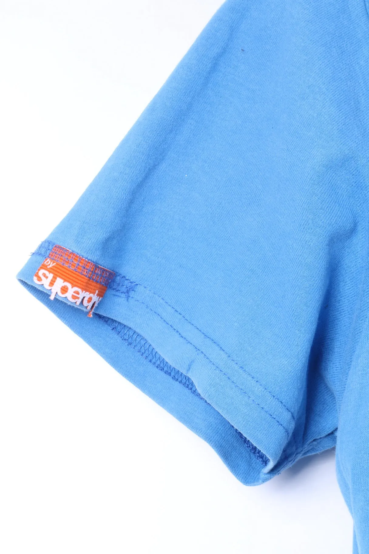 Superdry Mens M T-Shirt Blue Cotton Graphic Scrambler Racing Team Top