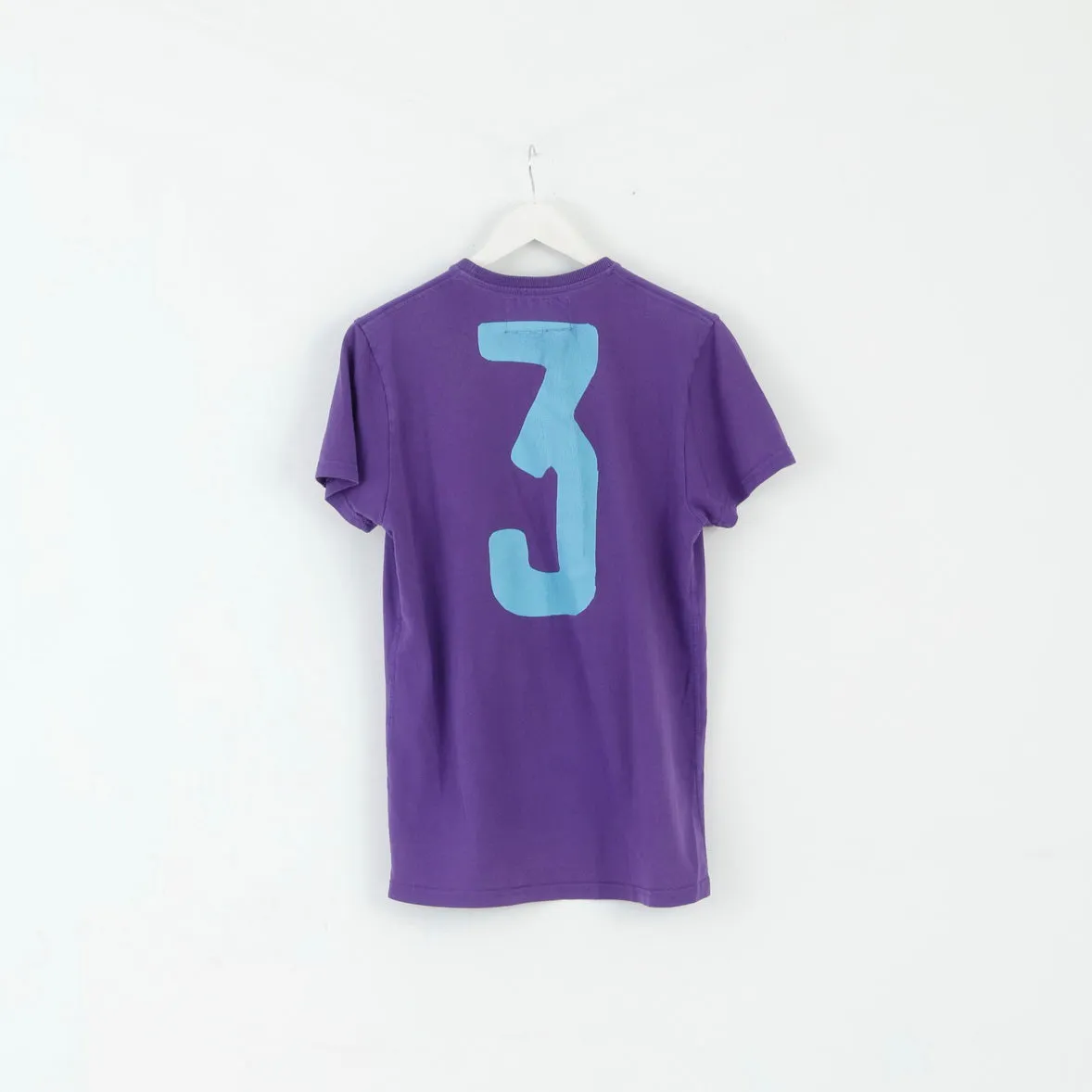 Superdry Mens M T-Shirt Purple Cotton Graphic #3 Slim Fit Top